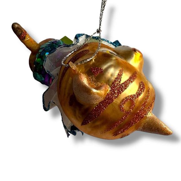 RAZ Imports Orange Tabby Cat Blown Glass Christmas Ornament Anthropomorphic 4” - Picture 6 of 16